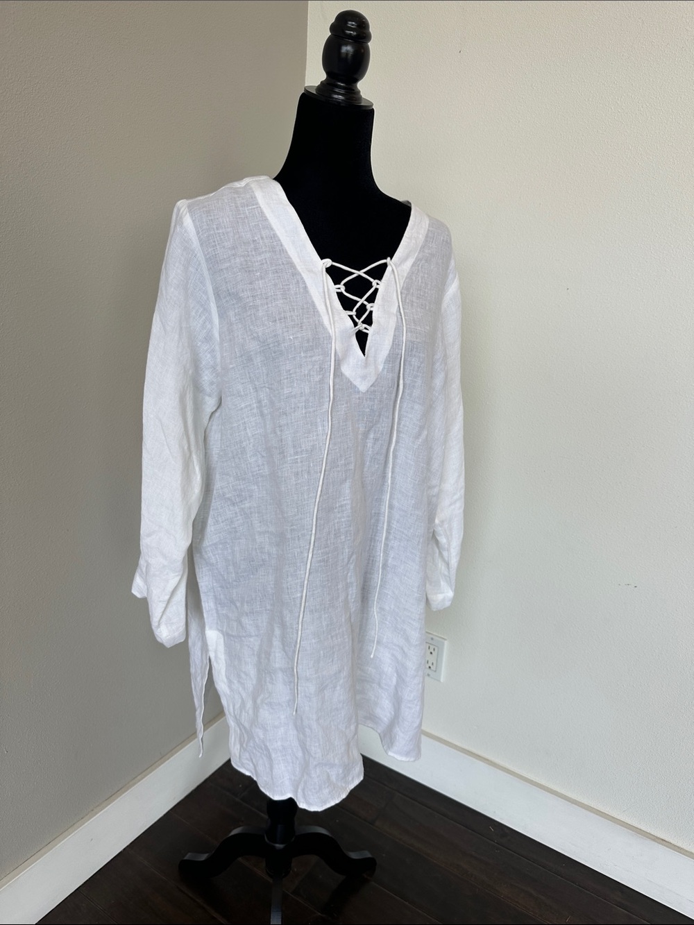 Seafolly Harbour Linen White Lace-Up Swim Cover-Up